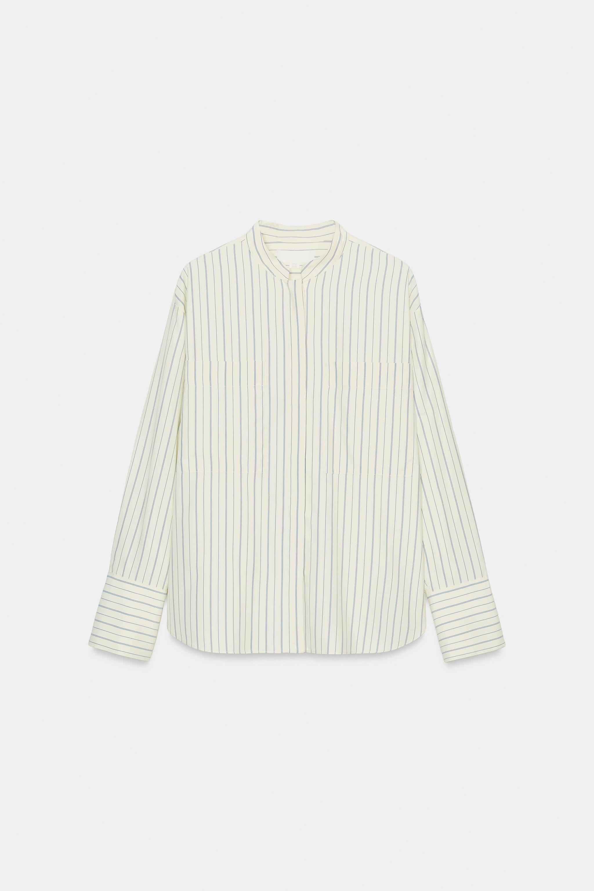 STRIPED MANDARIN COLLAR SHIRT ZW COLLECTION
